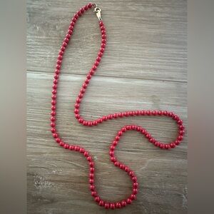 Vintage Monet Red Beaded Necklace Signed